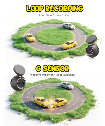 KAWA Dashcam 2K mit Sprachsteuerung – Mini-Kugelfrontkamera, 360° drehbare Halterung, 32GB-SD-Karte, WLAN & App, G-Sensor, NightEagle Engine, 24-Stunden-Parküberwachung – Videorekorder für Autos 5