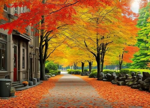 Bullglesup Puzzles for Adults 1000 Pieces, Autumn Leaves Jigsaw with Poster Letter on Back, Unique Pieces Fit Well No Dust (27.5"x19.6")