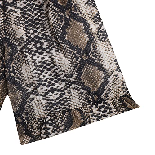 Image of Hopscotch Girls Polyester Animal Print Top and Short Set in Brown Color
