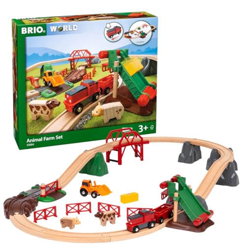 BRIO - Set Granja de Animales, Ferrocarriles, Set de Construcción de Madera, Tren Juguete, Juguetes Niños 3 Años o más, Juegos Educativos 3 Años