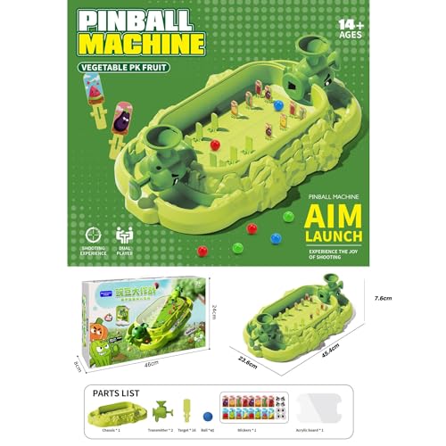 SENSHUNUO Plant-Themed Marble Shooting Board Game, Pea Zombies Shooter Playset with 90 Marbles, 2-Player Interactive Educational Tabletop Game, Family Party Toy, Birthday, Large Size - Image 4