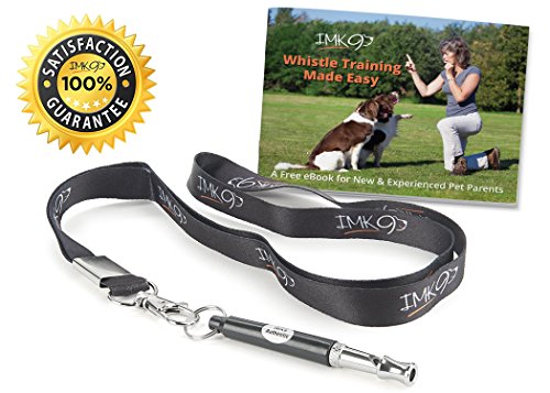 IMK9 Dog Training Whistle - Free eBook and Lanyard Necklace - Small and Large Dogs Obedience Kit – Train Your Pet from Barking and Make Dogs Come to You – Completely Safe and Humane – Great Gift