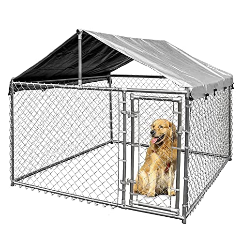 HITTITE Large Outdoor Dog Kennel, Heavy Duty Outdoor Fence Dog Cage, Anti-Rust Dog Pens Outdoor Dog Fence with…