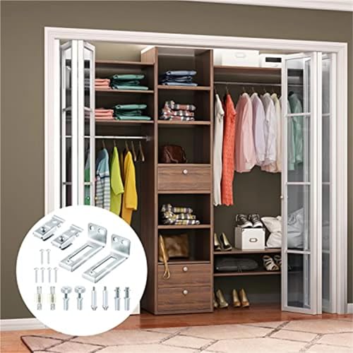 4Sets Kit de Herrajes para Puerta Plegable Bi-Fold, Kits de Puerta Plegable con Giro Inferior y Ruedas Guía para Puertas de 3/8 Pulgadas de Grosor miniatura 3