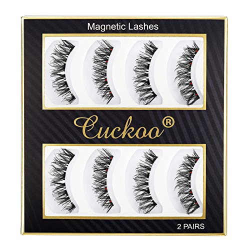 Dual Magnetic Eyelashes, False Eyelashes with Ultra Thin Magnet, Light weight & Easy to Wear 2 Pairs / 8pcs Dramatic Natural False Eyelashes