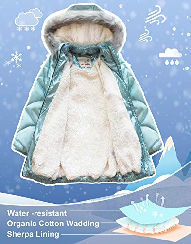 SOLOCOTE Girls Winter Coats Hooded Sherpa Lined Lightweight Jacket Thick Warm Puffy Waterproof Windproof Cotton Shiny Jackets4