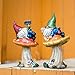 TERESA'S COLLECTIONS Garden Gnomes on Mushroom, Set of 2 Cute Resin Gnome Statues for Yard, Outdoor Patio Porch Lawn, Ideal Gift for Dad Mom Birthday, Outside Decor Housewarming Gifts