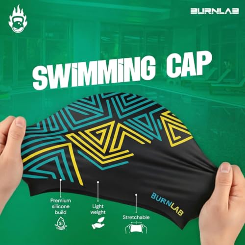 Image of Burnlab Silicone Swimming Cap for Pool Training and Daily Use, Comfortable Stretch Fit, Adult