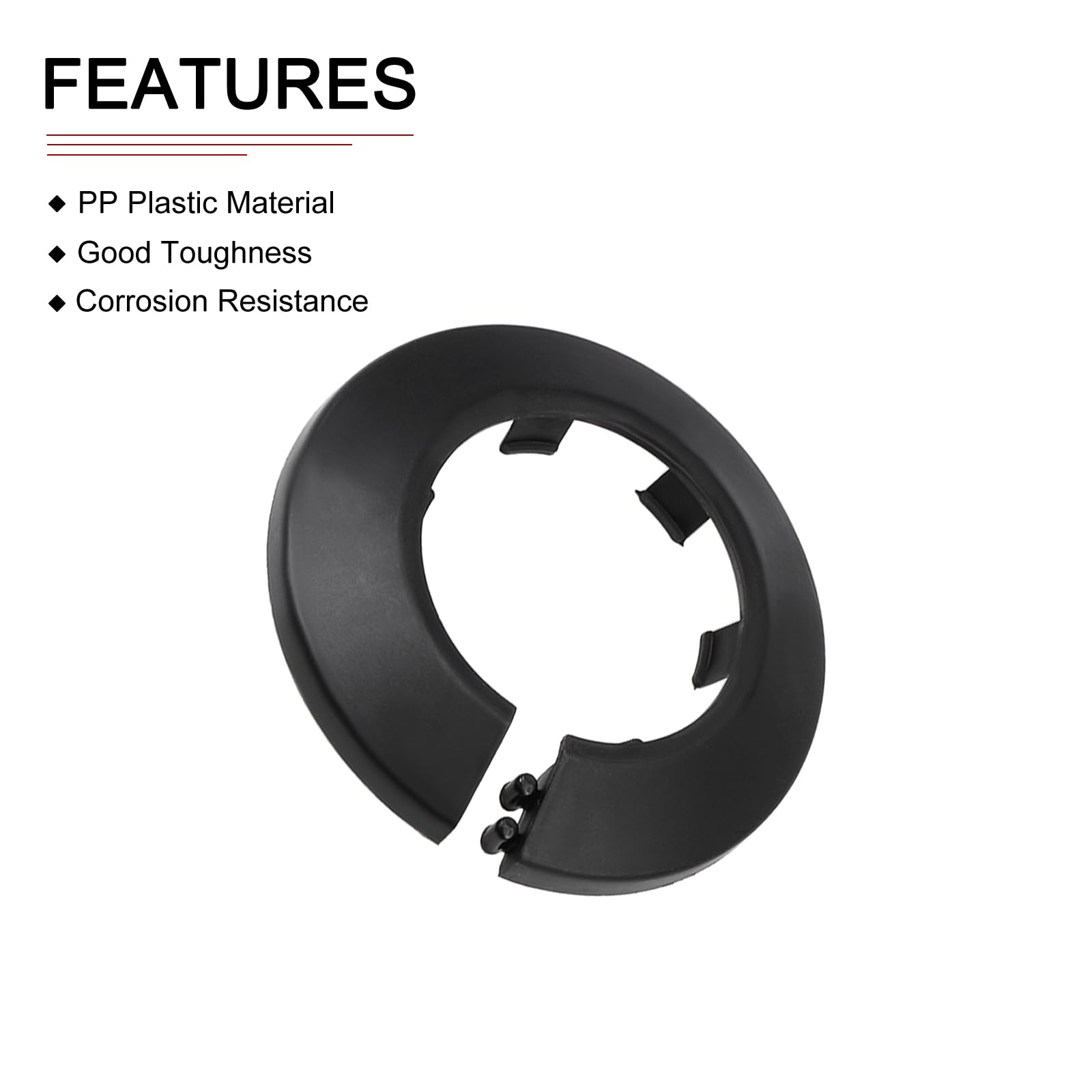 DTGN 72x13mm(DxT) Pipe Cover Decoration - 8Pack - Good for Bathroom Kitchen 40mm Dia Pipe - PP Plastic Escutcheon - Black - Image 3