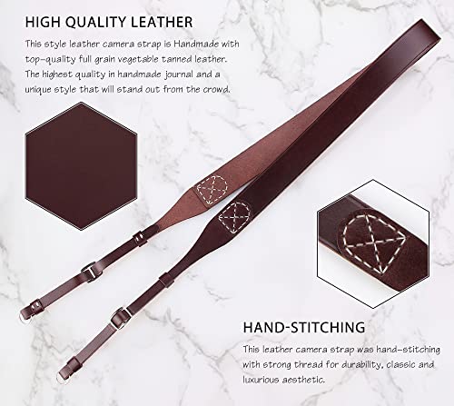 My Memory Handmade Genuine Leather Camera Strap,Adjustable Camera Neck Shoulder Strap For All Slr And Dslr-Dark Brown #TOP2