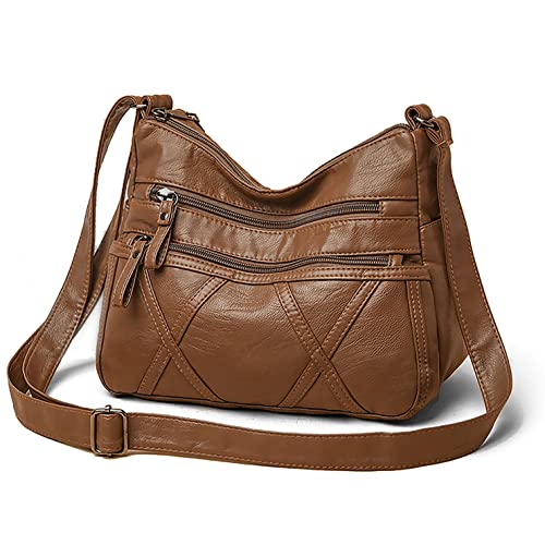 Gladdon Bolso cruzado casual con múltiples bolsillos para mujer, bolso bandolera y bolso de hombro para uso diario impermeable (mediano), A-marrón, Medium