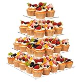 4 Tier Cupcake Stand for 50 Cupcakes, Cupcake Tower Stands, Acrylic Cup Cake Stand, Cupcake Holder Stand & Tiered Dessert Display for Parties, Weddings, Birthdays (Square)