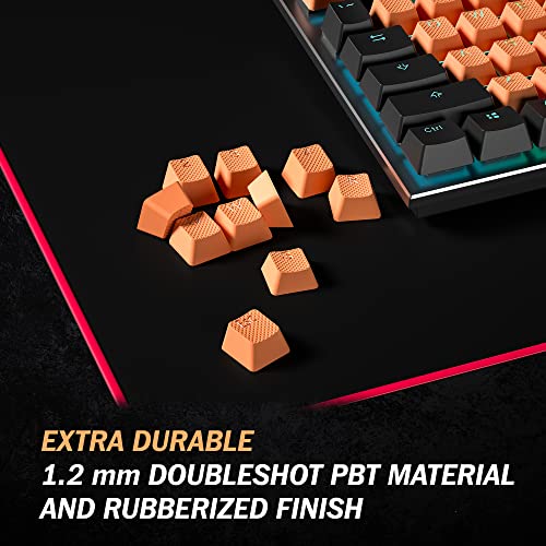 Image of HK Gaming Rubber Keycaps Set | Anti-Slip Texture | Doubleshot Backlit Keycap Set | 23 Keys OEM Profile Key Set | for Mechanical Keyboard | Compatible with Cherry MX, Gateron, Kailh | Orange