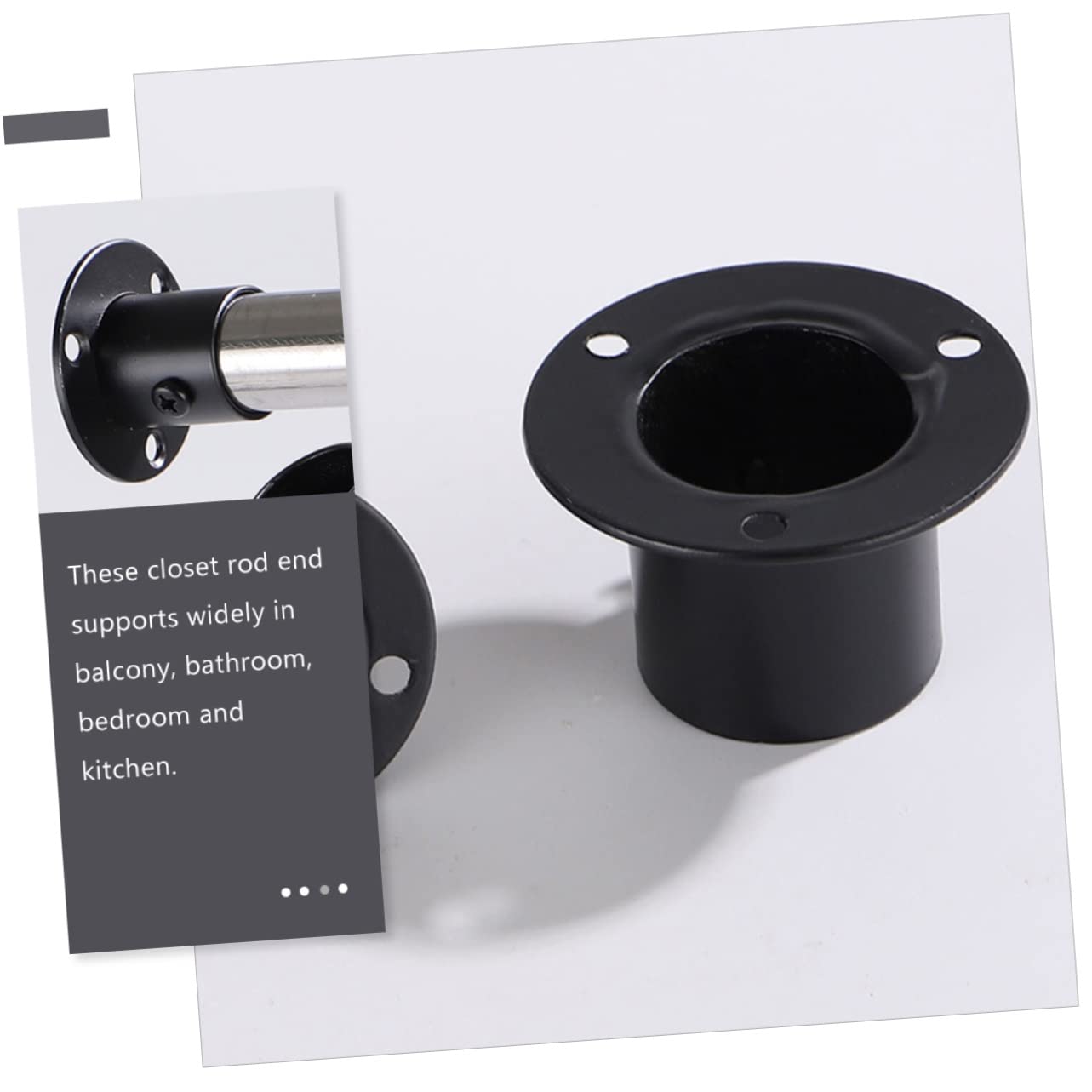 BUGUUYO 4pcs Closet Rod Holders Wall Mounted Rod Support Brackets Rustproof Flanges for Easy Installation and Stability Wardrobes and Closets