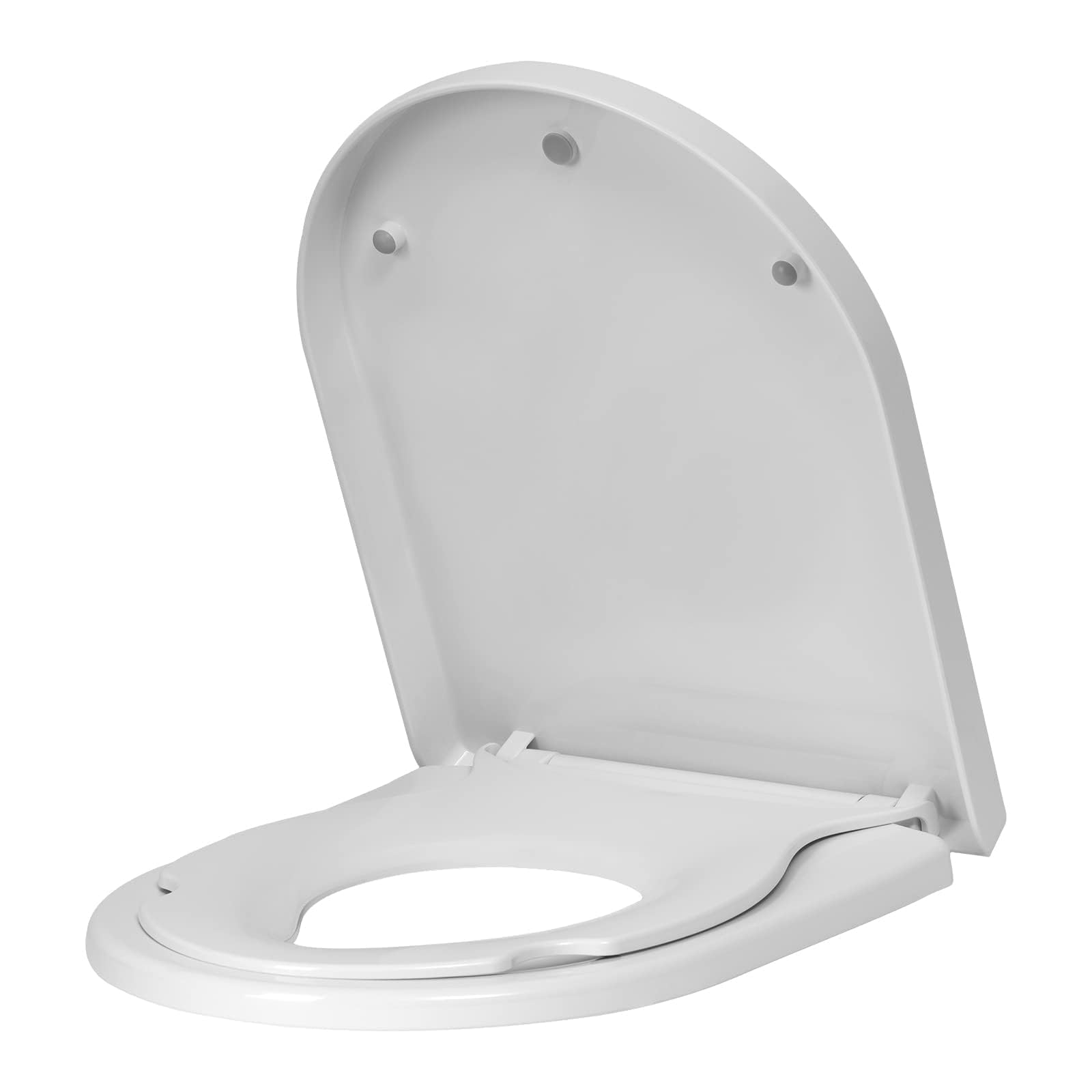 Woltu White Family Toilet Seat With Removable Child Seat, Soft Close Quick Release Toilet Seat D Shape, Easy Top And Bottom Mounting With Adjustable Hinges, 2-In-1 Toilet Lid