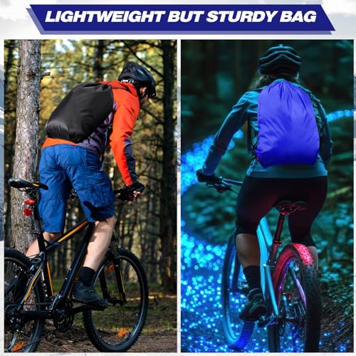 Image of Shappy Drawstring Backpack Bulk Sports Gym Cinch Bag Polyester String Bag for Men Women(Black, Blue,120 Pcs)