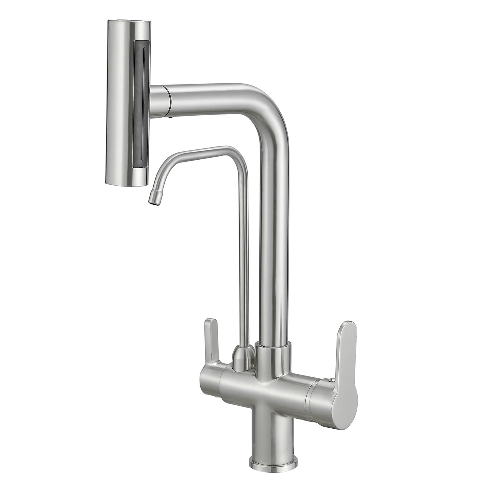 ZYCHSJXA 3 Way Taps for Kitchen Sink with Spray Drinking Water Tap Brushed Nickel Mode Rotatable Faucet
