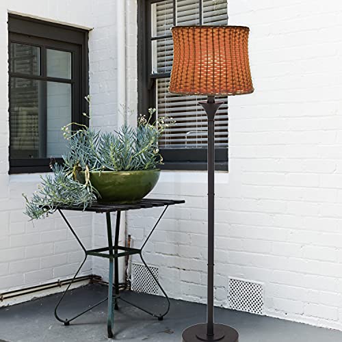 River Of Goods 59.5" H Outdoor / Indoor Basketweave Floor Lamp - Standing Lamp For Living Room - Floor Lamp For Bedroom - Coastal Style - Brown #TOP4