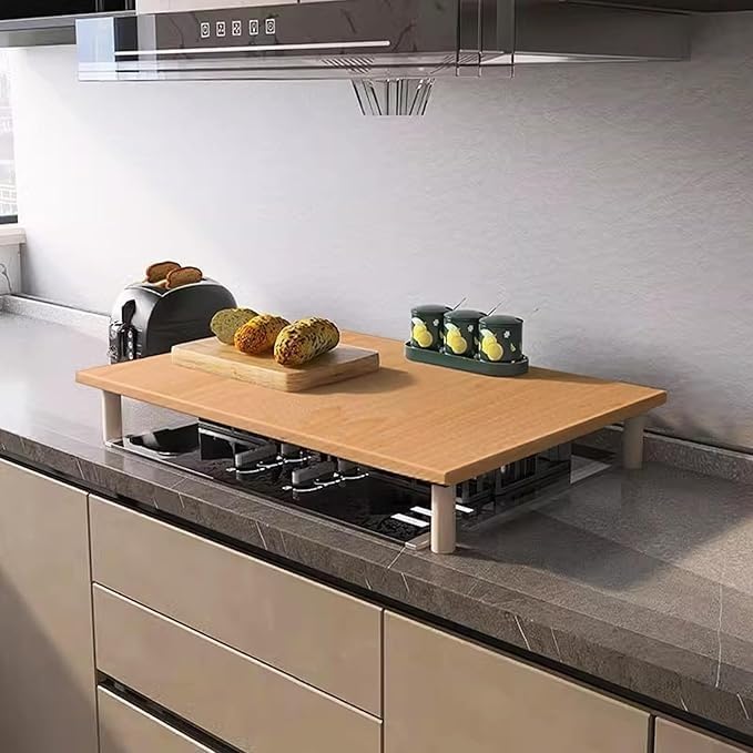 Cubierta de madera for vitrocerámica, estufa gas, placa cubierta for, tabla cortar, protector horno, fregadero cocina(Natural colour,80x50cm/31x20in)