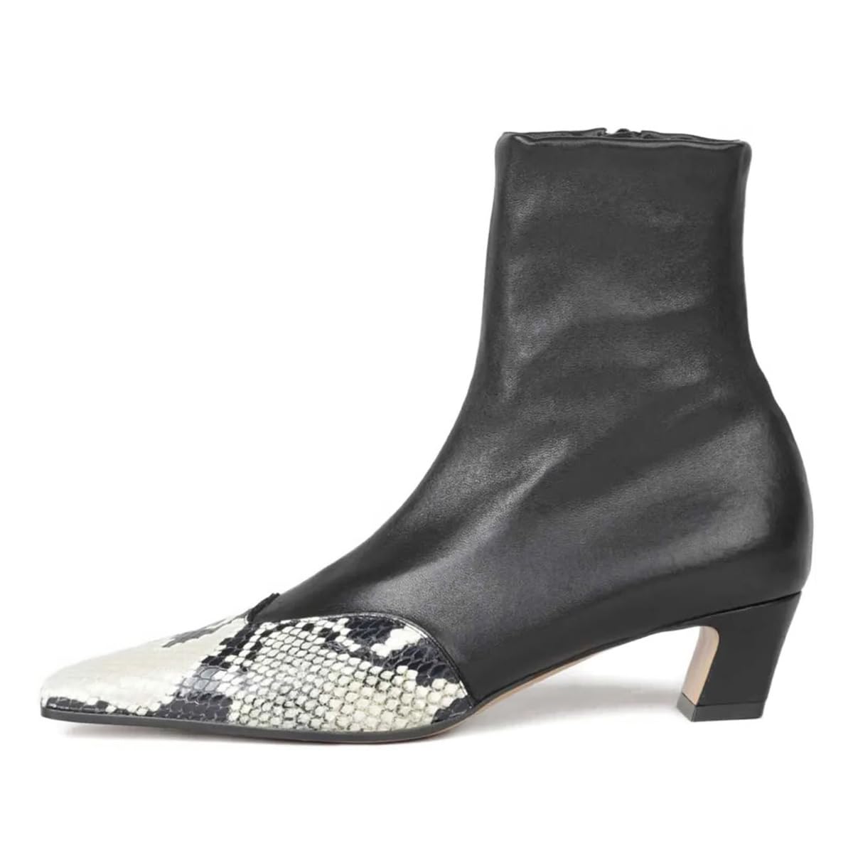 Maiyang Women Square Toe Side Zipper Ankle Boots Fashion Low Chunky Heel Stretchy Booties Comfortable Party Casual Dress