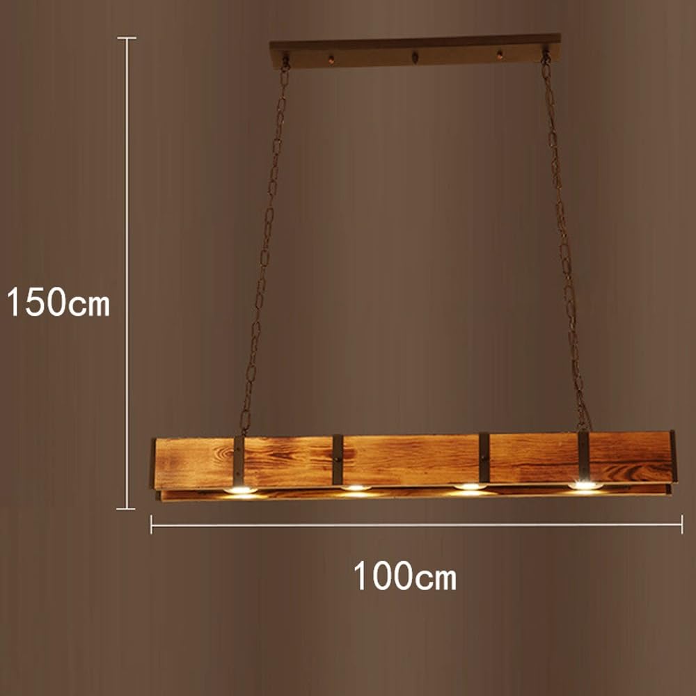 Holz Rustikal Hängeleuchte LED Pendelleuchte Retro Esstisch Hängelampe Retro Höhenverstellbar Pendellampe Industrielle Vintage Kronleuchter Büro Cafe Bar Kreative Küche Deckenleuchte Beleuchtung