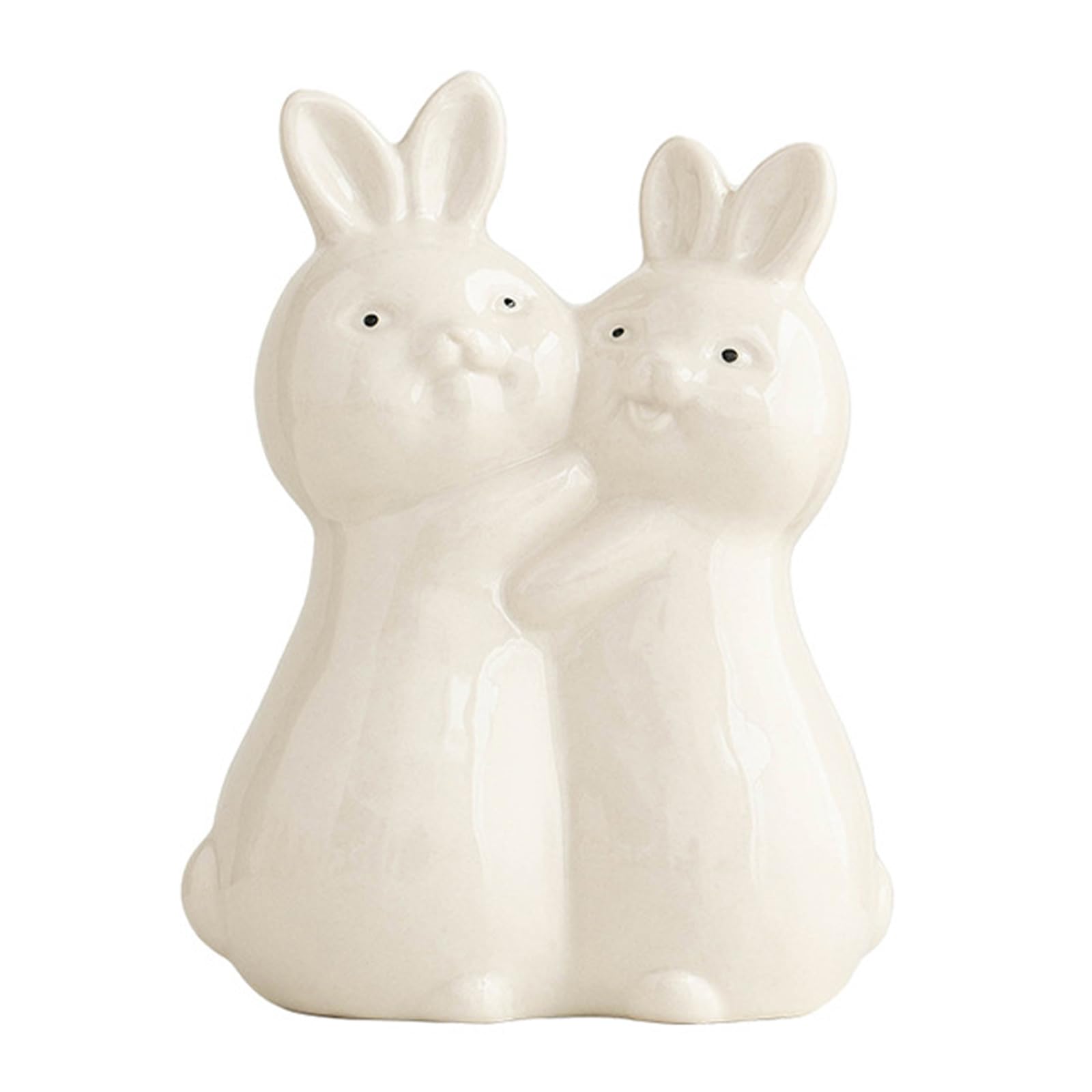 Piceioep Ceramic Rabbits Figurine Decoration for Parties Fine Craftsmanship Ornament for Easter Parties and Family Gatherings Hug Rabbits Decoration