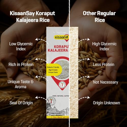 Image of KisaanSay Koraput Kalajeera Rice 2KG | Diabetic Friendly | Low GI I Low Sugar I Non GMO I Tribal Grown I Aromatic I Tasty
