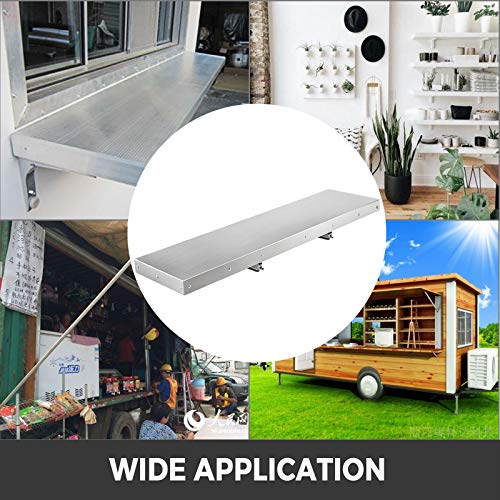 Happybuy Concession Shelf 48L X 12W Inch Stainless Steel Drop Down Folding Serving Food Shelf Stand Serving For Concession Trailer Serving Window #TOP7