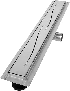 VILSTEIN Duschrinne 160cm, Edelstahl Bodenablauf Komplettset, extra flach, Siphon mit Geruchsstop, Haarsieb - Welle