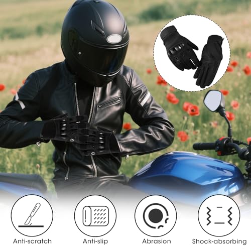 Taktische Handschuhe, Motorradhandschuhe Herren Vollfinger Militär Kampfhandschuhe mit Hartknöchelschutz, Security Handschuhe für Motorrad Motocross Bushcraft Motorrad Jagd (XL, Schwarz)