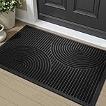 Front Door Mat Outdoor Mat Indoor Doormat for Entrance Mat Entryway Rug Heavy Duty Non Slip Rubber Absorbent Entry Rug Dirt Scraping Shoe Mat 43x75cm Black