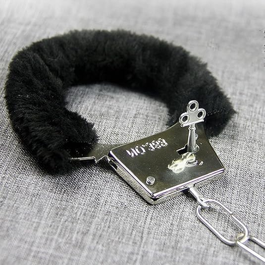 Image of Kids Toy Handcuffs with Fluffy Cover - Safe Pretend Play Metal Handcuffs with Keys - Soft Plush Covering for Police Role Play & Fancy Dress