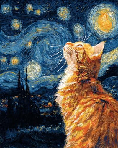 Broderie point de croix chats et les étoiles kit perlage 9CT débutant 30x40cm DIY