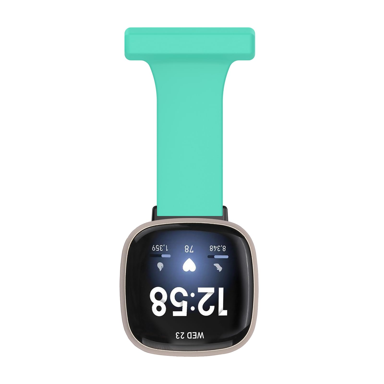 Chofit Nurse Watch Brooch Straps Compatible with Fitbit Versa 4 Bands, Soft Silicone Pin Fob 20mm Strap Watch Band Accessories for Versa 4/Sense 2/Versa 3/Sense (Teal)