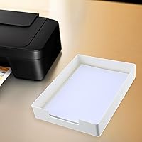 Vista 6 de 2 Pcs Rectangular Plastic Desk Organizer Tray, Desk Letter Tray, A4 Letter Size Stackable File Tray, Desktop File Paper Holder, Book Storage Rack