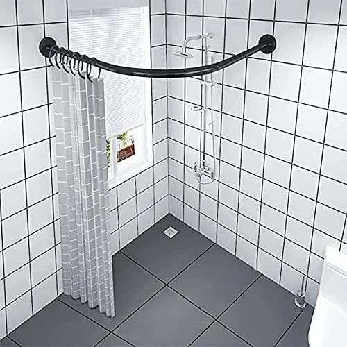 Barre de douche arquée en acier noir pour optimiser l'espace du dressing ou bain