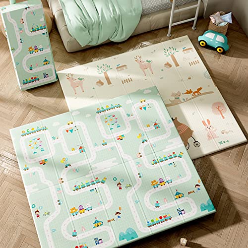 xinxin-homeベビープレイマット 折り畳み式 可愛い 厚手 ベビージム プレイマット ベビー用品 衝撃緩和 転倒防止 収納便利 室内遊具 おもちゃ 滑り止め ずれない 敷くマット 遊びマット 安全 無毒 無味 両面使用可 育児 汚れ防止 清掃簡単