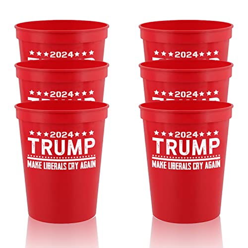 Veracco Trump 2024 Make Liberties Cry Again 16 oz. Stadium Cup Recyclable Party Cup (Red, 12)