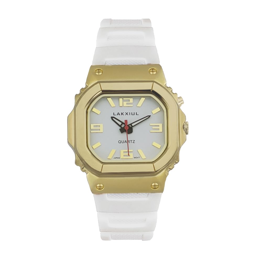 Reloj parlante de voz en inglés para ciegos, discapacitados visuales o ancianos, caja dorada, correa blanca, 金