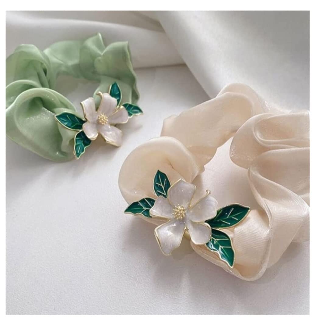 Feste Elastici Capelli 5pcs Fiore Scrunchies Fasce Elastiche Per Capelli Per Fatte A Mano Supporto Per Cavallo Decorazione Eleganti(Grün)