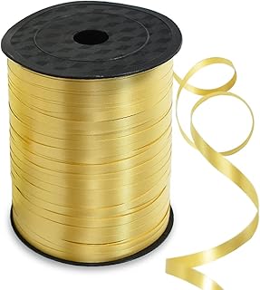 TONIFUL Cinta rizadora de 500 yardas, cinta para globos, para decoración de arte y manualidades, envoltura de regalos, cintas y lazos para Navidad, Año Nuevo, cumpleaños, suministros (dorado)