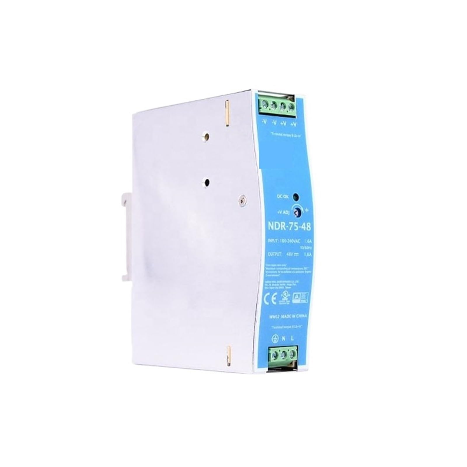 Transformateur NDR-75-48 48V 75W alimentation rail DIN mince bloc de commutation régulé 1.6A