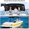 KAKIT 3 4 Bow Bimini Tops for Boats with 3 Mesh Sidewalls Rear Support Poles Boat Canopy Includes Straps Storage Boot, Dark Gray
