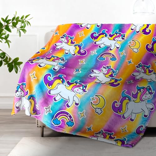 Image of Unicorn Glow in The Dark Blanket, Unicorn Blanket for Girls /Kids, Unicorns Gifts for Girls Age 3-12, Toddler Blanket for Kids, Soft Fleece Blanket Throw Birthday Gift 40 inchx60 inch