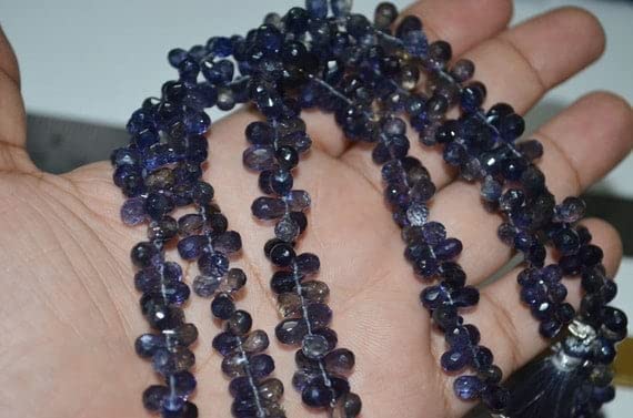 Iolite Drops Faceted pierres naturelles sans défaut de perçage pour bijoux DIY