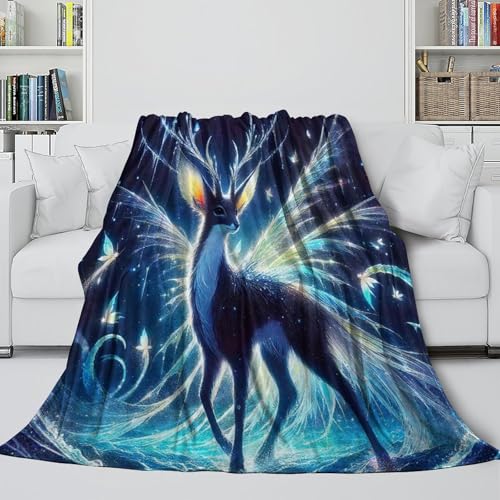 Couverture lit microfibre cerf imprimée 3D 127x152 cm plaids chauds - 5