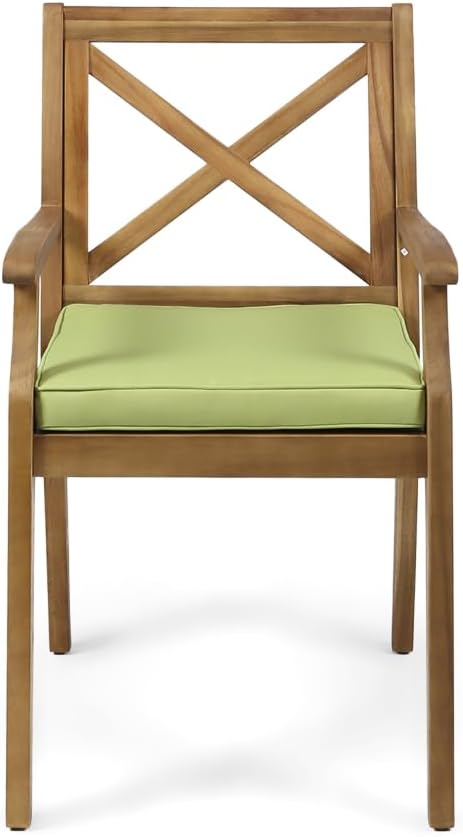 Perla Dining Chair,2PCS with 2 Blue Cushions,for Backyard, Poolside, Garden (Green)
