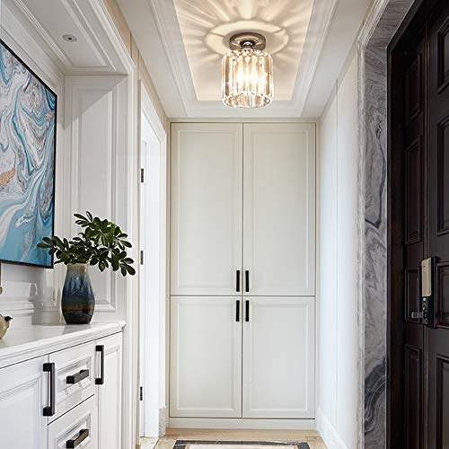 Frixchur Small Chandelier Crystal Ceiling Light Semi Flush Mount Ceiling Lighting Fixture Modern Crystal Ceiling Lamp For Hallway Kitchen Island Dining Room Bedroom E26 Base Chrome #TOP3