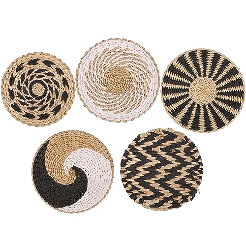Cesta de pared tejida de diseño exclusivo: set de 5 cuencos decorativos de fibras naturales 2