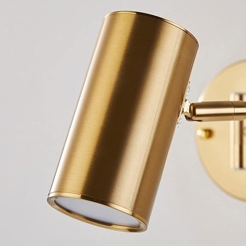 Miniatura 6 de Lámpara de pared con brazo oscilante, aplique de pared ajustable, foco LED, luz de pared industrial, accesorio de iluminación interior negro/dorado